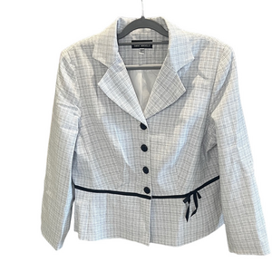 NWOT Giorgio Sant’ Angelo Vintage White Checkered Blazer with Black Accents